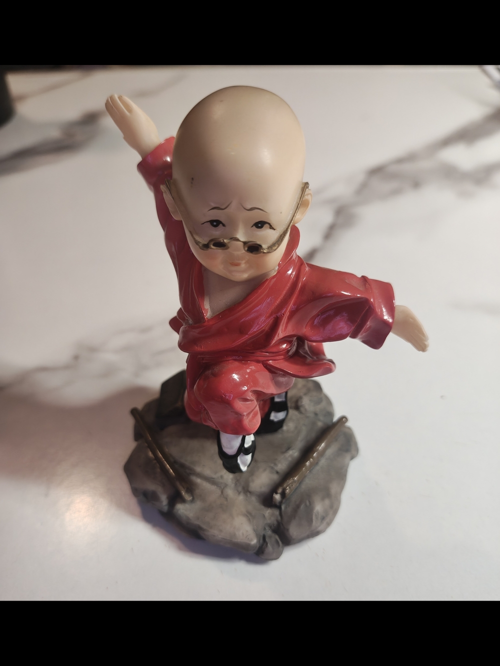 Red Monk Figurine Ceramic Decorative Statue